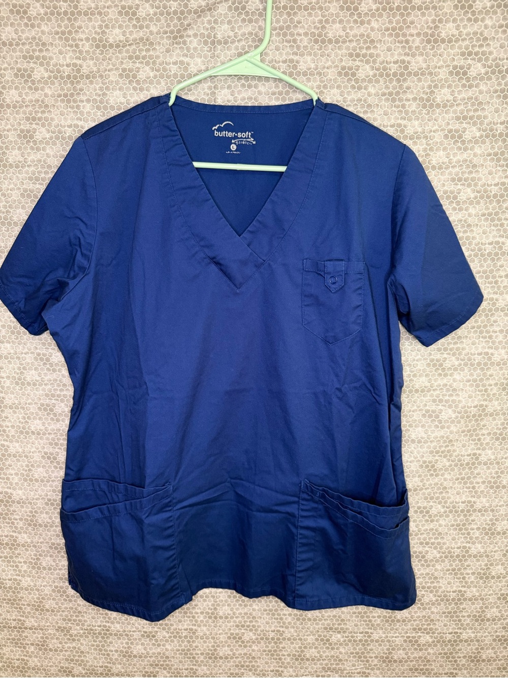 Butter-Soft Large Women’s V-Neck Scrub Top — Royal Blue
